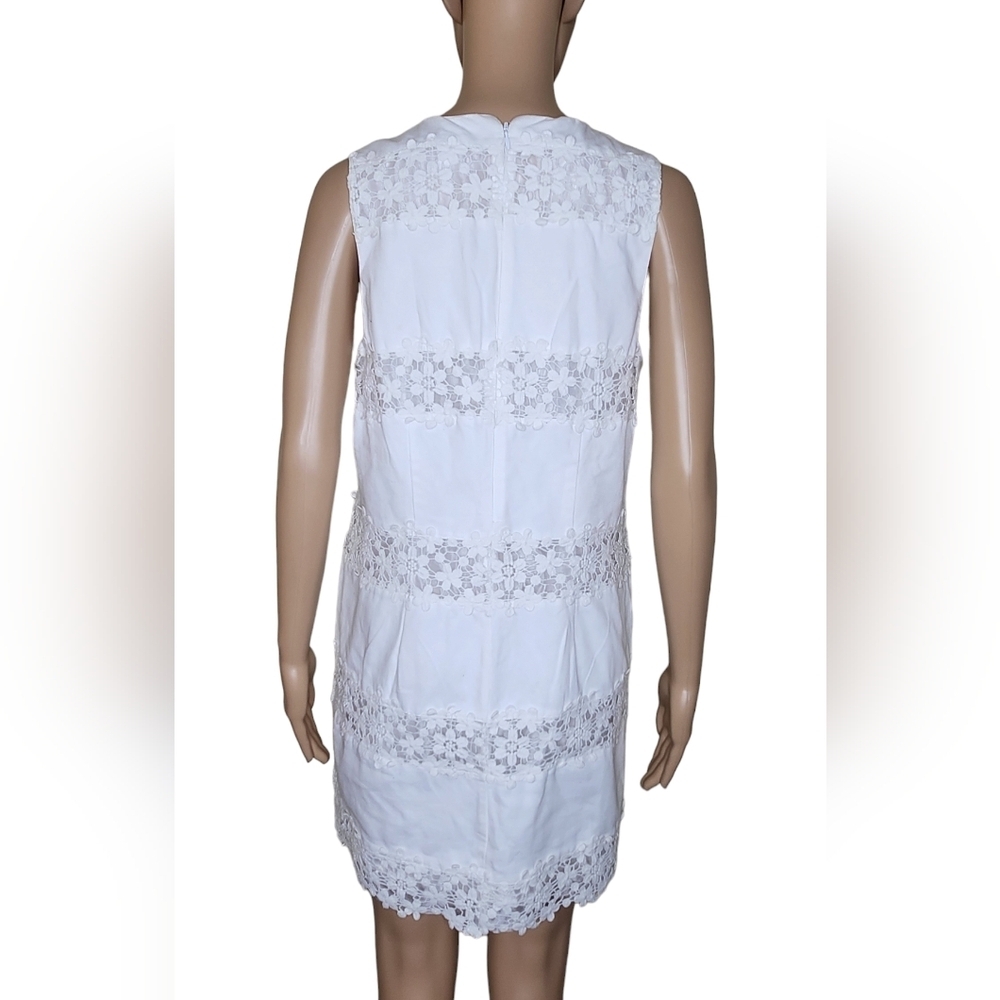 J. Crew Factory women's white cotton embroidered lace trim shift casual dress 8 - Picture 3 of 10